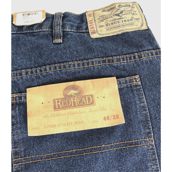 Redhead Men's Flannel Lined Utility Jeans 46x32 Insulated Blue Denim 7 Pockets - Picture 9 of 11